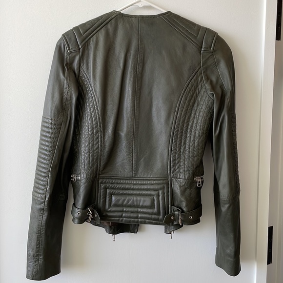 Goosecraft Drape Collar Zip Detail Leather Jacket - Picture 6 of 12